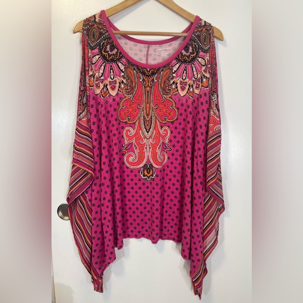 Lane Bryant Plus Size Vibrant Pink Paisley Blouse Size 18/20